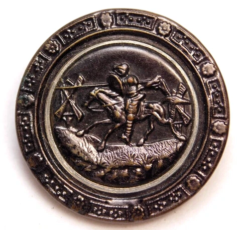 Large Antique Vtg Picture BUTTON Don Quixtoe PRISTINE NICE #J1 Cover