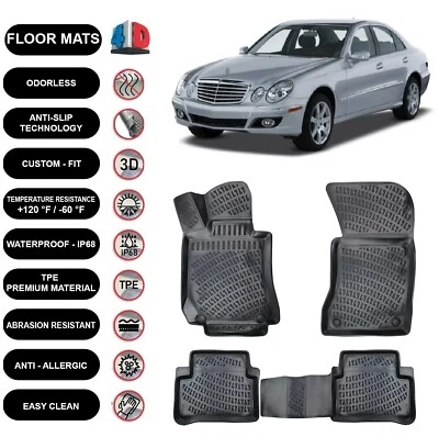 脚垫衬里适用于梅赛德斯-奔驰 E 系列 W211 (2003 - 2009) 3D 模压黑色 x4 — 第 1/4 张图片