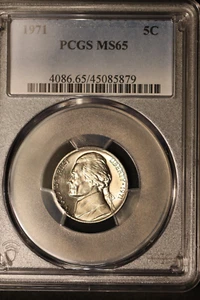 1971 P JEFFERSON NICKEL PCGS MS65 - Picture 1 of 5
