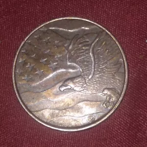 May Good Luck Always Accompany the Bearer American Eagle Flag Horseshoe Coin - Picture 1 of 1
