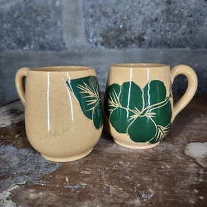 FRAZER'S Juego de 2 tazas de té de café verde hibisco JAMAICA de cerámica - Imagen 1 de 6
