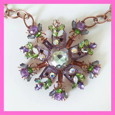 Betsey Johnson Spring Fling Flower Necklace Pendant Rose Gold Statement - READ - Image 1 of 4