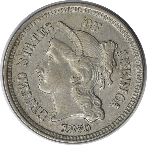 1870 Three Cent Nickel Choice BU Uncertified #259 Cover
