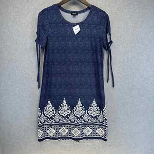 Tacera Damen Petite T-Shirt Kleid Größe PS Blau Kurzarm Bindeärmel - Bild 1 von 9