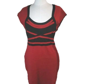 Ashley Stewart Dress Sz 26W / 2XL Sleeveless Bodycon Bandage Red Black Keyhole - Picture 1 of 15