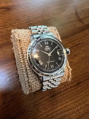 Orient Bambino Automatic Watch Black Dial Stainless Steel Bracelet Date - Image 1 of 4