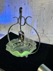 Cuenco de condimentos de vidrio esmerilado vintage con cuchara plateada ¡BRILLA en 365 luces! - Imagen 1 de 10