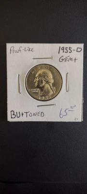 1955-D Uncirculated Washington Silver Quarter Proof-Like Stunner! Beautiful... - Image 1 of 4