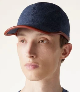 Neu Loro Piana Baseball Cap Denim Blume Lederbesatz Mütze gesticktes Logo Gr. M - Bild 1 von 11