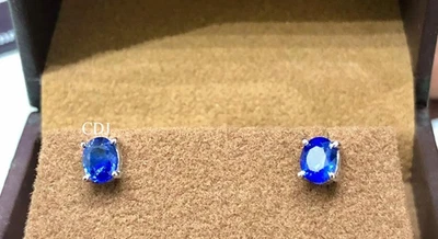 Regalo de aniversario 4 pendientes de zafiro con forma ovalada 925 S para hombre Foto 1 de 3