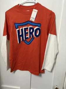 NWT Vtg Gymboree Boys Sz10 SUPER DUDE Orange & Blue “Hero” Long Sleeve Shirt - Picture 1 of 5