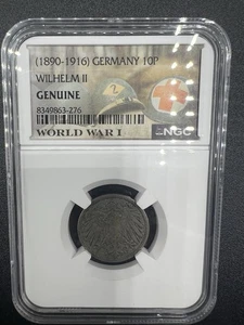 1890-1916 Germany 10P WW1 Special Label NGC Slabbed Genuine Wilhelm II - Picture 1 of 5