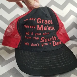 Berretto camionista vintage rosso nero Southern Sayings sud anni 70 80 - Foto 1 di 8