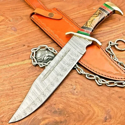 ИНДИВИДУАЛЬНЫЙ ручной работы ДАМАССКОЙ СТАЛИ нож охотничий нож TIMBER RATTLER нож IS-7435 - Изображение 1 из 4