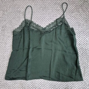 Banana Republic Women Lace Trim Camisole Green Sweetheart Sleeveless Tank Medium - Picture 1 of 7