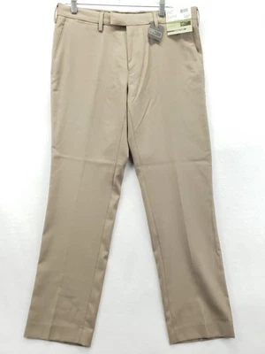 NUEVO Pantalones Louis Raphael Para Hombres 35x30 Bronceado Landon Calce Ajustado Mezcla de Lana Flexible Oculto Foto 1 de 4