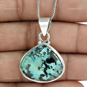 Ciondolo Unico Artigianale Trendy In Argento Sterling Con Azzurite Naturale - Foto 1 di 4