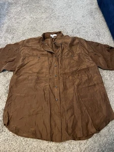 Vtg Express Compagnie Internationale Blouse Women Large Silk Button Up Solid - Picture 1 of 6