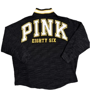 PINK Victoria's Secret Women’s Pullover Y2K Sweatshirt 1/4 Zip Logo 86 W/Pockets - Picture 1 of 22