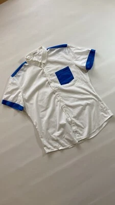 Dirk bikkembergs blue patch short sleeve white shirt - Image 1 of 4
