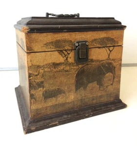 Vintage African Style Storage Box 26cm x 24cm x 23cm - Picture 1 of 9