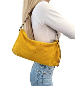 LOUIS VUITTON Vintage LV Monogram Mahina Onatah PM Shoulder Bag Yellow Suede - Picture 1 of 13