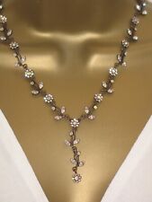 Gorgeous VIRGIN VIE Pink & AB Rhinestone Crystal Flower and Leaf Design Necklace