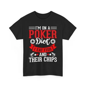 Poker I Eat Fish T-Shirt, Funny Poker Tshirt Gift, Poker Player Shirt - Picture 1 of 15