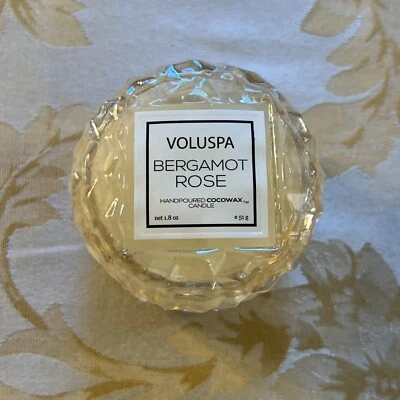 NUEVO ~ Voluspa Bergamota Rosa Macaron Vela de Vidrio Texturizado 1.8 OZ Foto 1 de 4