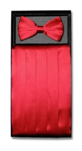 SILK Cumberbund & BowTie Solid Color Men's Cummerbund Bow Tie Set Over 25 Colors - Picture 1 of 18
