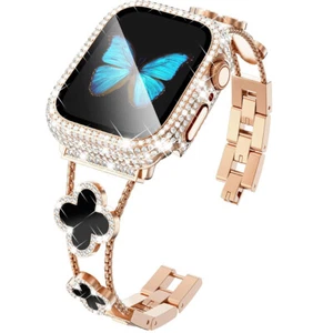 Diamant Armband mit Diamant Schutzhülle Für Apple Watch Series 9 8 7 6 SE Ultra - Picture 1 of 16