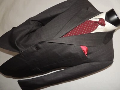 Hickey Freeman Men's Gray stripe Loro Piana super 120's jacket coat 44 Long - Image 1 of 4