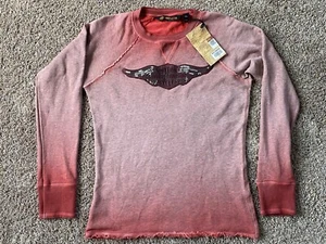 2017 Harley Davidson Wings Patch Women’s Raglan Pullover L/S Shirt- Size L - New - Picture 1 of 7
