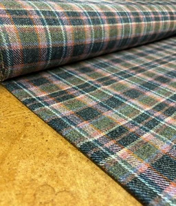 Pink Green Wool Fabric Check Tweed Fabric Upholstery Fabric Curtain Patchwork - Picture 1 of 3
