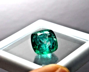 Natural Colombian Loose Emerald 9Ct Cushion Cut Certified Gemstone Emerald Ring - Picture 1 of 9