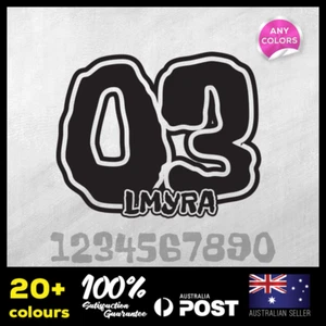 3x Custom MX Racing Race Number Plate Dirt Bike Motorcycle Stickers TYPE#32 - Imagen 1 de 2