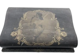 Antigua caja de tocador victoriana cepillos para artículos de tocador vidrio cubierto con espejo plata de ley? - Imagen 1 de 12