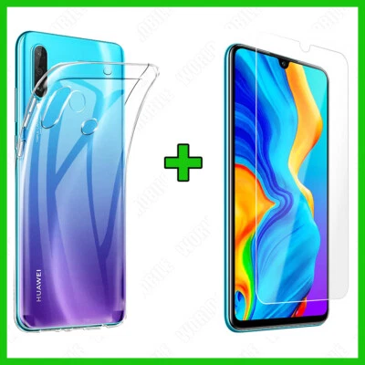 Cover per Huawei P30 Lite in Silicone Trasparente Custodia + Pellicola di Vetro - Immagine 1 di 4