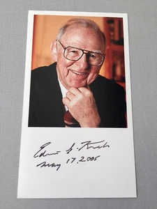 EDWIN G. KREBS †2009 Nobel Prize Medicine 1989 signed photograph 3.2 x 5.4 - Picture 1 of 1