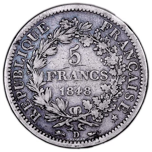 Moneda Francia - 5 francs Hercule - 1848 D Lyon - Picture 1 of 2