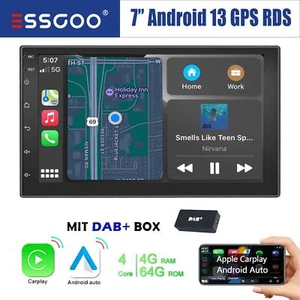 7" 2 DIN 4+64G DAB+ Carplay Autoradio Android 14 GPS NAV Bluetooth USB WIFI RDS - Bild 1 von 13
