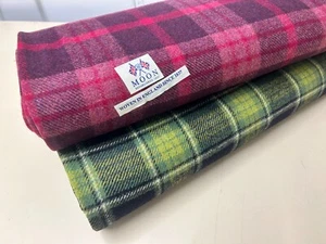 100% Wool Check Tartan suiting dress fabric 60" wide  tailoring material by Moon - Picture 1 of 16