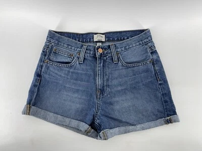 Pantalones Cortos de Jean J Crew Elastizados con Puños para Mujer Talla 25 Tiro Medio Azul Denim Envío Rápido Foto 1 de 4