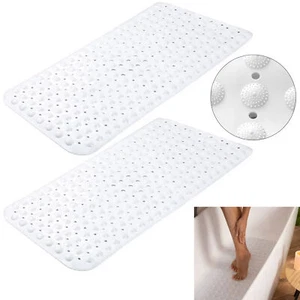 2 Pc Large Bath Mat Foot Massage Rubber Non-Slip Strong Suction Bathroom Shower - Picture 1 of 1