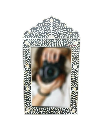 Handmade Mirror Frame Mother of Pearl Bone Inlay Wall Hanging home Decor Art Cover