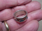 Pretty, Vintage sterling silver coral & turquoise chip inlay ring-from estate