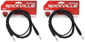 2 Rockville RCTR106B Black 6' 1/4'' TRS to 1/4'' TRS Cable 100% Copper - Picture 1 of 3