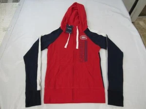 Neu Montreal Canadiens Damenjacke Größe S rot blau mit durchgehendem Reißverschluss und Kapuze - Bild 1 von 3