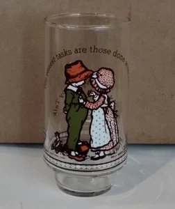 SWEET VTG GLASS HOLLY HOBBIE HAPPY TALK COCA COLA/AMER GREETINGS Easiest Tasks - Picture 1 of 5