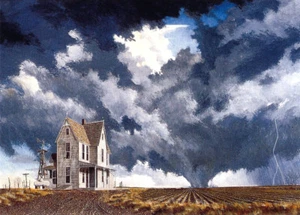 Tornado Twister Zyklon Bauernhaus Sturmjäger verfilzte Kunst HANDSIGNIERT Souders - Bild 1 von 1